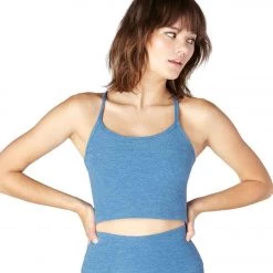 NEW ARRIVALS Beyond Yoga Spacedye Slim Racerback Cropped Tank Victory Blue/Blue Suede