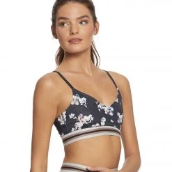 CLOTHING Beyond Yoga One More Stripe Bra Impressionist Floral Navy
