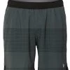 Vuori Men's Rush Yoga Shorts Charcoal Black Stripe Block