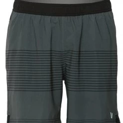 Vuori Men's Rush Yoga Shorts Charcoal Black Stripe Block