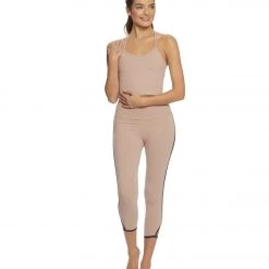 Beyond Yoga Slip Open High Waisted Yoga Capris Brazen Blush CLOTHING