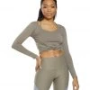 Onzie Long Sleeve Knot Crop Dust CLOTHING