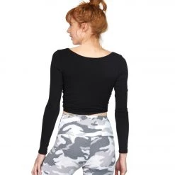 Onzie Long Sleeve Knot Crop Black CLOTHING
