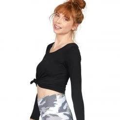 Onzie Long Sleeve Knot Crop Black CLOTHING