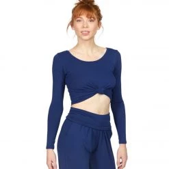 Onzie Long Sleeve Knot Crop Thunder CLOTHING