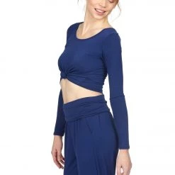 Onzie Long Sleeve Knot Crop Thunder CLOTHING