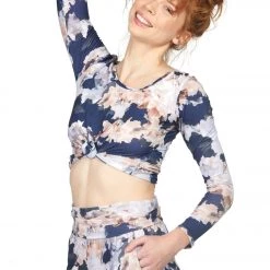 CLOTHING Onzie Long Sleeve Knot Crop Nomad Blossom