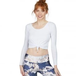 CLOTHING Onzie Long Sleeve Knot Crop White