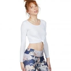 CLOTHING Onzie Long Sleeve Knot Crop White