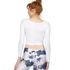 CLOTHING Onzie Long Sleeve Knot Crop White