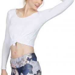 CLOTHING Onzie Long Sleeve Knot Crop White