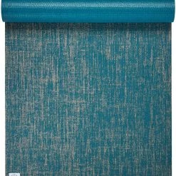 Gaiam Jute Yoga Mat 68" 6mm Thick Turquoise / Beige