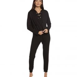 Beyond Yoga Over Tied Cropped Pullover Black