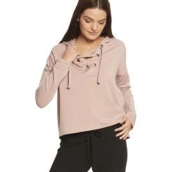 Beyond Yoga Over Tied Cropped Pullover Brazen Blush CLOTHING