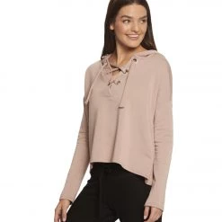 Beyond Yoga Over Tied Cropped Pullover Brazen Blush CLOTHING