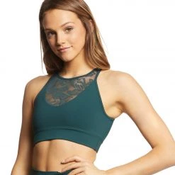 CLOTHING DYI High Compression Lace Mesh Bra Forest