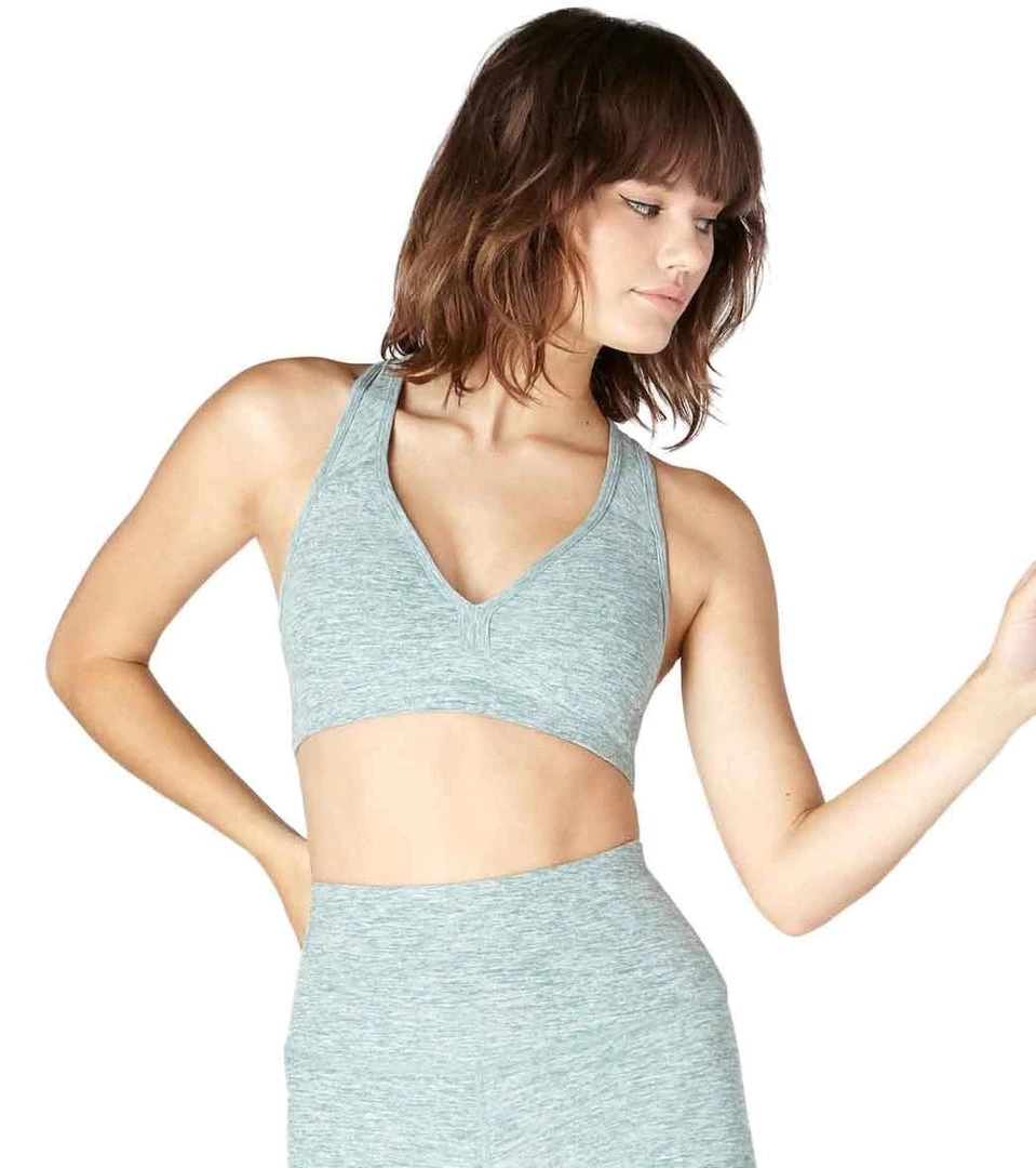 Beyond Yoga Spacedye Lift Your Spirits Yoga Sports Bra True Teal/White CLOTHING 3 Beyond Yoga Spacedye Lift Your Spirits Yoga Sports Bra True Teal/White CLOTHING