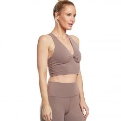CLOTHING Beyond Yoga Twist Around Racerback Cropped Yoga Tank Pink Lei Heather