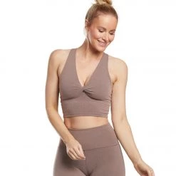 CLOTHING Beyond Yoga Twist Around Racerback Cropped Yoga Tank Pink Lei Heather