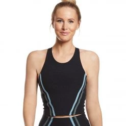 Beyond Yoga Stripe Down Cropped Yoga Tank Darkest Night CLOTHING