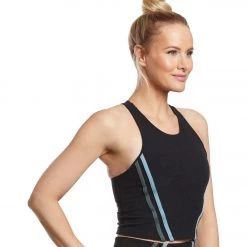 Beyond Yoga Stripe Down Cropped Yoga Tank Darkest Night CLOTHING