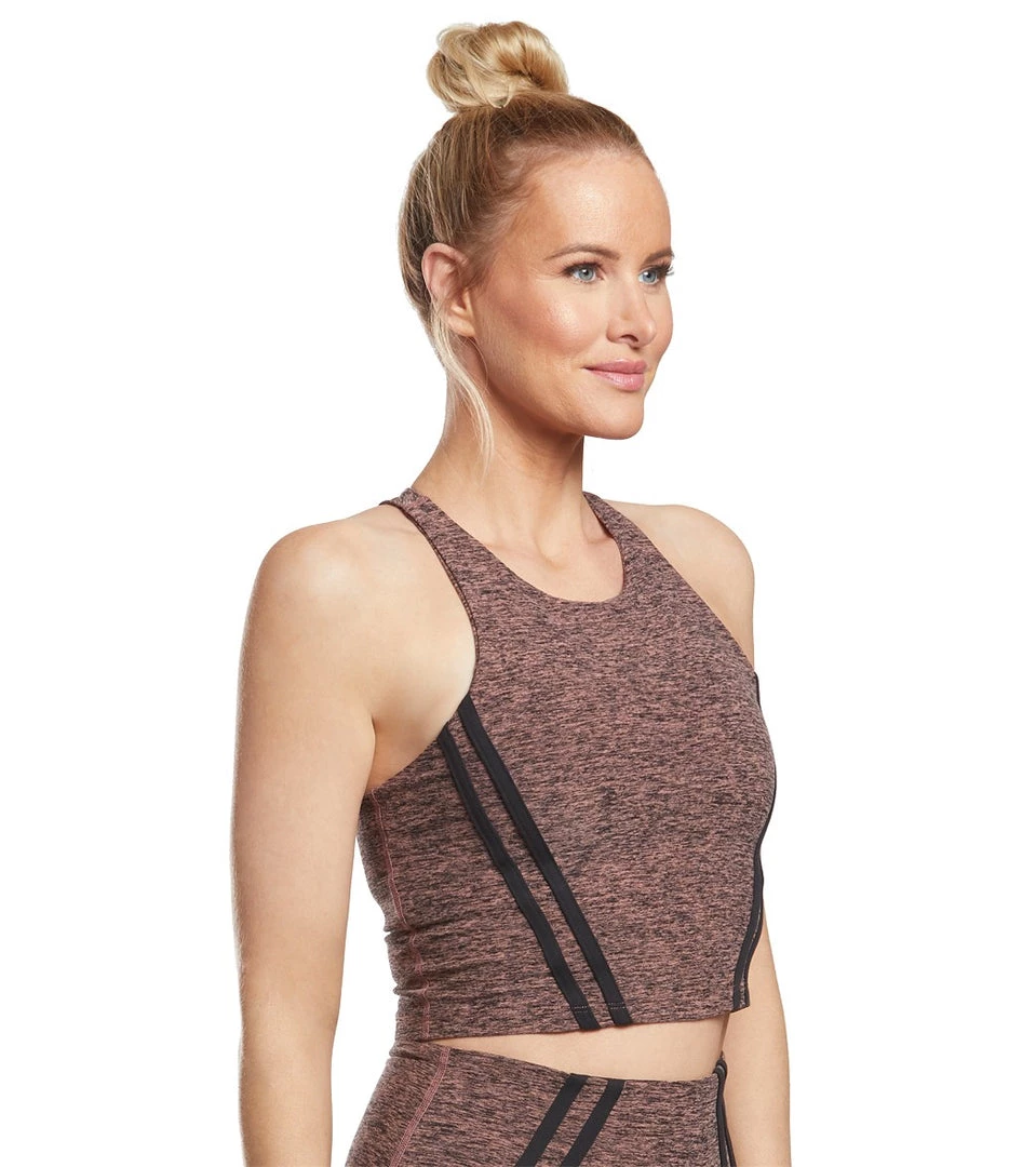 Beyond Yoga Stripe Down Cropped Yoga Tank Black/Pink Lei CLOTHING 5 Beyond Yoga Stripe Down Cropped Yoga Tank Black/Pink Lei CLOTHING