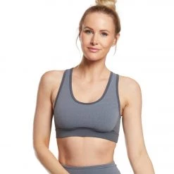 Beyond Yoga Next Colorblock Yoga Sports Bra Mid Gray/Charcoal Gray Heather