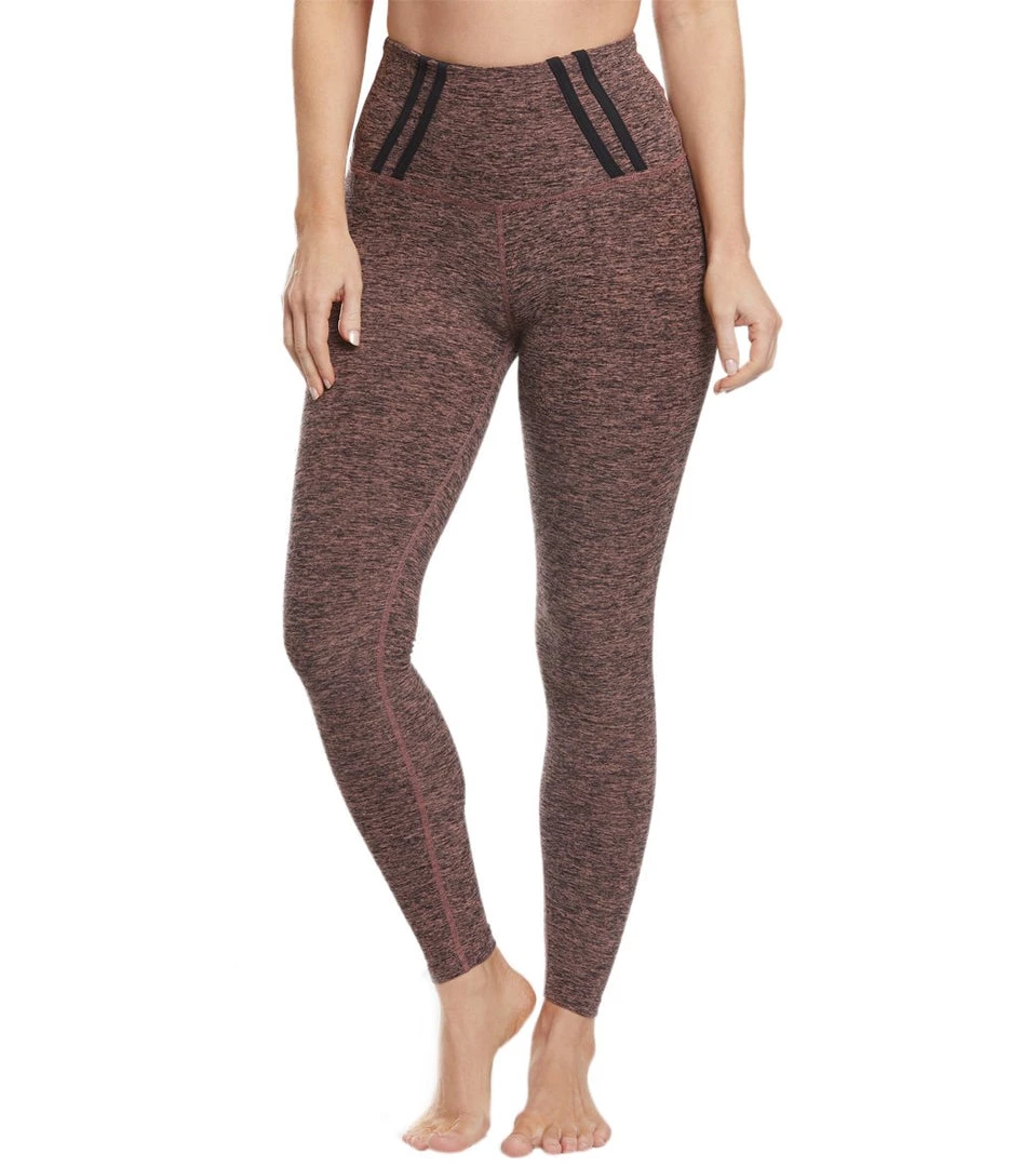 Beyond Yoga Stripe Down High Waisted 7/8 Yoga Leggings Black/Pink Lei CLOTHING 3 Beyond Yoga Stripe Down High Waisted 7/8 Yoga Leggings Black/Pink Lei CLOTHING