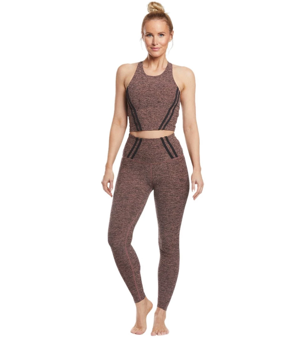 Beyond Yoga Stripe Down High Waisted 7/8 Yoga Leggings Black/Pink Lei CLOTHING 6 Beyond Yoga Stripe Down High Waisted 7/8 Yoga Leggings Black/Pink Lei CLOTHING