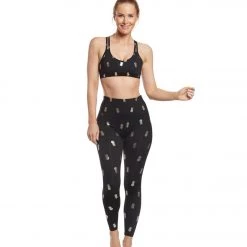 Beyond Yoga Tropical Double Back Yoga Sports Bra Black Pineapples CLOTHING 12 Beyond Yoga Tropical Double Back Yoga Sports Bra Black Pineapples CLOTHING