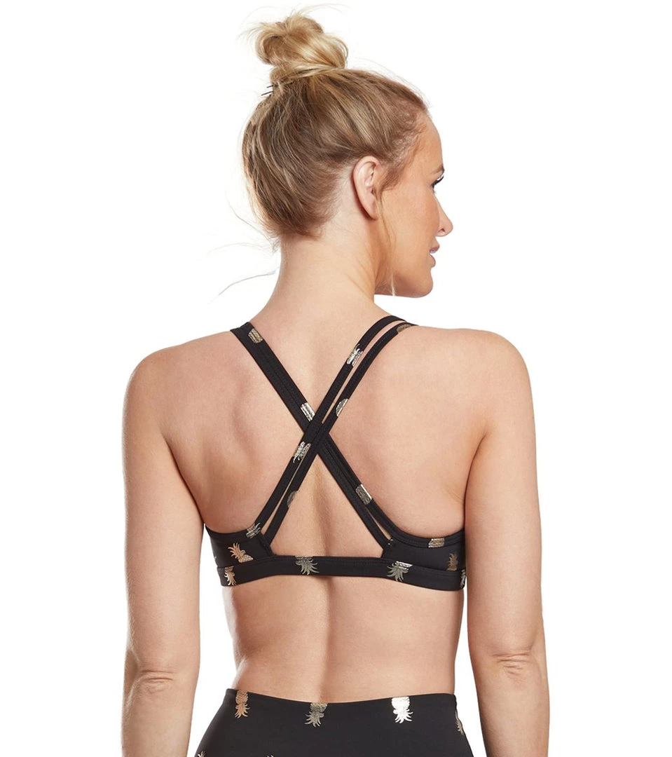 Beyond Yoga Tropical Double Back Yoga Sports Bra Black Pineapples CLOTHING 9 Beyond Yoga Tropical Double Back Yoga Sports Bra Black Pineapples CLOTHING