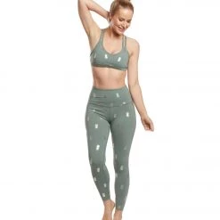 Beyond Yoga Tropical Double Back Yoga Sports Bra Aloha Green Pineapples