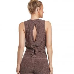 Beyond Yoga All About It Split Back Yoga Tank Black/Pink Lei