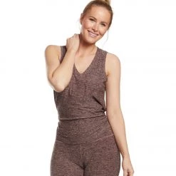 Beyond Yoga All About It Split Back Yoga Tank Black/Pink Lei