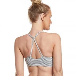 CLOTHING Beyond Yoga True To Stripe Yoga Sports Bra White Heather Surf Stripe