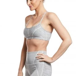 CLOTHING Beyond Yoga True To Stripe Yoga Sports Bra White Heather Surf Stripe