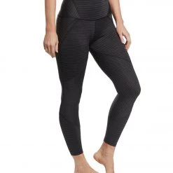 CLOTHING Beyond Yoga True To Stripe High Waisted 7/8 Yoga Leggings Black Heather Surf Stripe