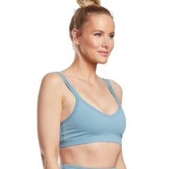 Beyond Yoga Cross Strap V-Neck Yoga Sports Bra Blue Crush CLOTHING