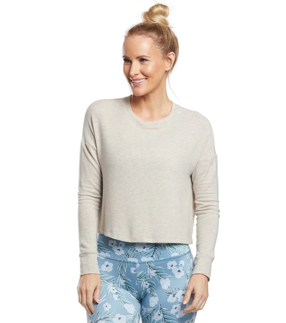 Beyond Yoga Brushed Up Cropped Yoga Pullover Oatmeal Heather 3 Beyond Yoga Brushed Up Cropped Yoga Pullover Oatmeal Heather