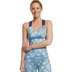 CLOTHING Beyond Yoga Lux Stripe Hype Cropped Yoga Tank Sky Blossoms