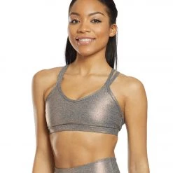 CLOTHING Beyond Yoga Dusted Double Back Yoga Sports Bra Black/White Rose Gold Dusted