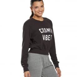 Spiritual Gangster Cosmic Crop Crew Sweatshirt Vintage Black