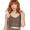 CLOTHING Beyond Yoga Mesh In Line Cropped Yoga Tank Terra Leather