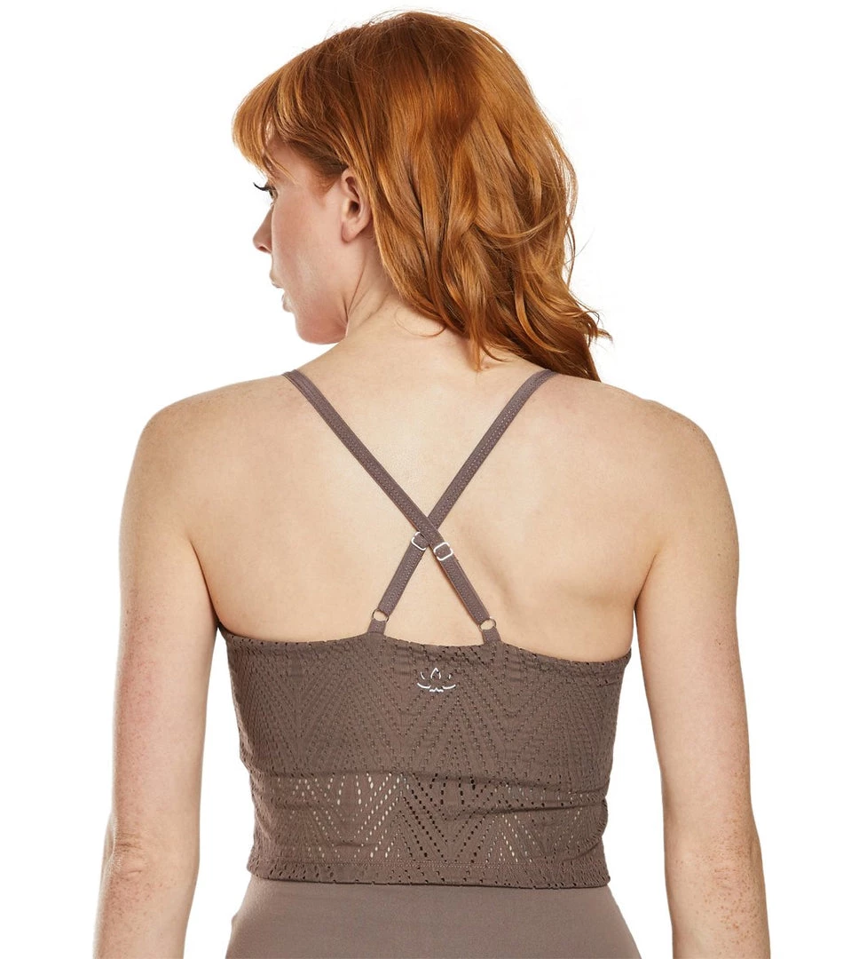 CLOTHING Beyond Yoga Mesh In Line Cropped Yoga Tank Terra Leather 5 CLOTHING Beyond Yoga Mesh In Line Cropped Yoga Tank Terra Leather