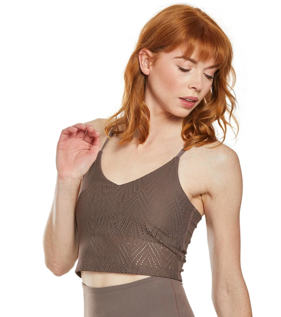 CLOTHING Beyond Yoga Mesh In Line Cropped Yoga Tank Terra Leather 6 CLOTHING Beyond Yoga Mesh In Line Cropped Yoga Tank Terra Leather
