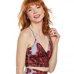 Beyond Yoga Lux Criss-Cross Cropped Yoga Tank Peony Scarlet Sun CLOTHING