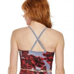 Beyond Yoga Lux Criss-Cross Cropped Yoga Tank Peony Scarlet Sun CLOTHING