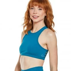 CLOTHING Beyond Yoga Sportflex Punched Racerback Yoga Sports Bra Bali Blue