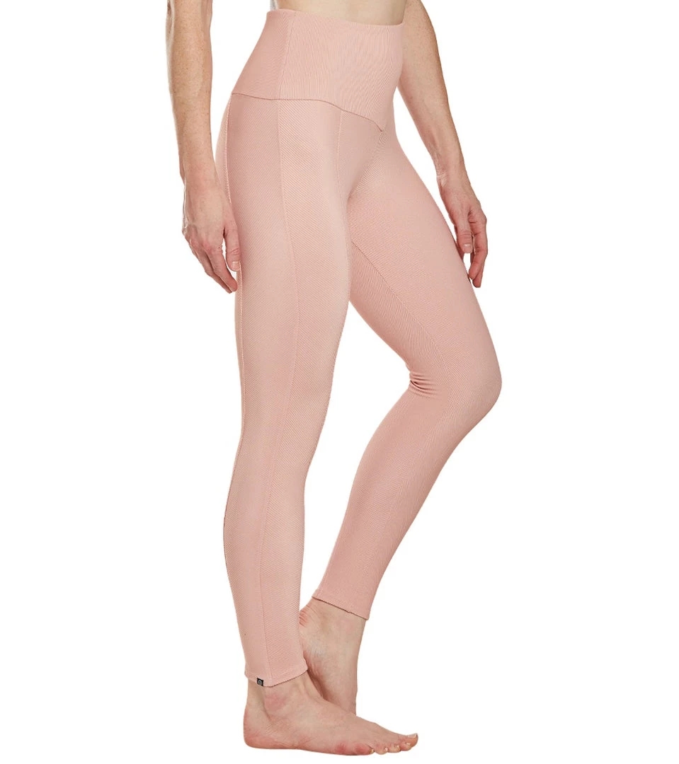Onzie Ribbed Sweetheart 7/8 Yoga Leggings Apricot 4 Onzie Ribbed Sweetheart 7/8 Yoga Leggings Apricot
