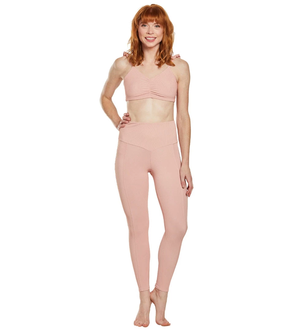 Onzie Ribbed Sweetheart 7/8 Yoga Leggings Apricot 6 Onzie Ribbed Sweetheart 7/8 Yoga Leggings Apricot